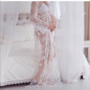 White lace long robe